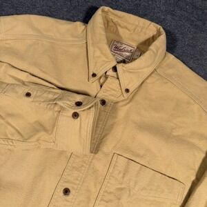 Vintage Woolrich Men's L Yellow Heavy Cotton Flannel Shirt Chamois Outdoors USA